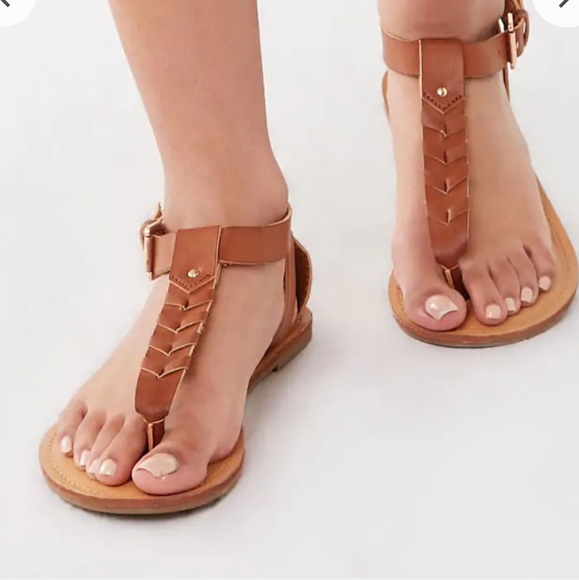 forever 21 brown leather ankle strap sandals - Picture 3 of 3